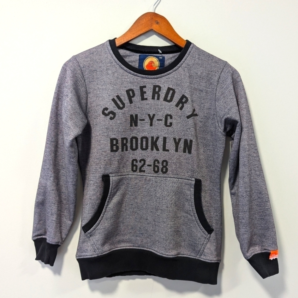 SuperDry Crewneck Fleece Grey Sweater Size M
